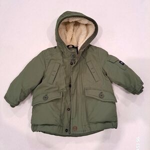 Green Hooded Jacket with Sherpa Lining